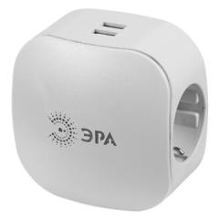 Разветвитель электрический ЭРА SP-3e-USB-2A с/з белый