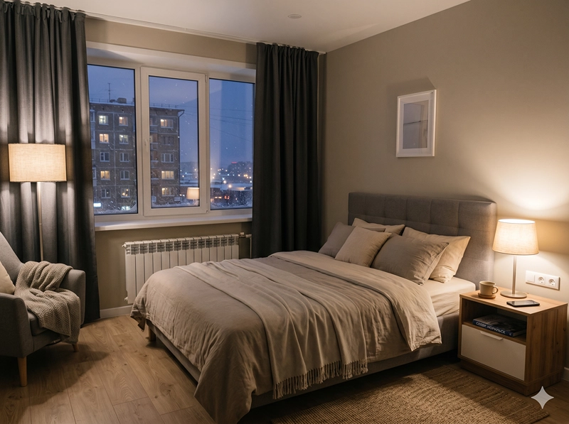 Теплый свет в спальне и гостиной