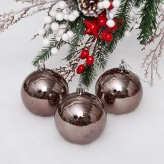 Новогодние шары 8 см (набор 3 шт) ˮГлянецˮ, графит в строительных магазинах СтройГрад