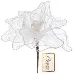 Украшение новогоднее ˮПуансеттия - Лунная ночьˮ 26 см, Белый в строительных магазинах СтройГрад