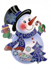 Панно-наклейка бумажное Веселый снеговик