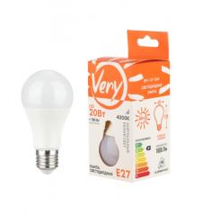 Лампа светодиодная груша A60, 20Вт, 4000К, E27 VERY в строительных магазинах СтройГрад