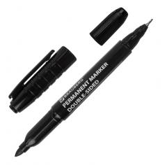 Маркер перманентный двусторонний BRAUBERG ˮDoubleˮ, ЧЕРНЫЙ, наконечники 0,8/3 мм, 151635 в строительных магазинах СтройГрад