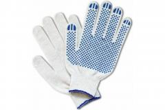Перчатки вязаные ХБ, с ПВХ-точкой, 52 г, 10 класс, белые, в и/у, Fiberon в строительных магазинах СтройГрад