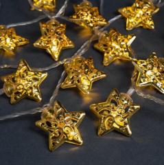 Гирлянда «Нить» 4 м с насадками «Звезда», IP20, прозрачная нить, 20 LED тёплое белое, 8 реж. 220 В в строительных магазинах СтройГрад