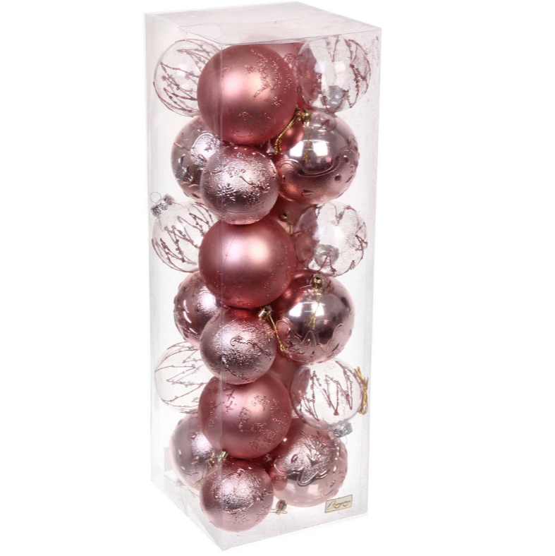 Набор шаров ˮWonderful highlightsˮ 8 см + 10 см (24 предмета),Розовое золото в строительных магазинах СтройГрад