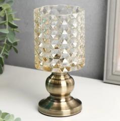 Стеклянный подсвечник на 1 свечу «Шестигранники», на ножке, карамель, 16×7.8×7.8 см в строительных магазинах СтройГрад