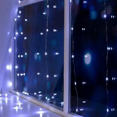 Гирлянда «Занавес» 1.6 × 1.6 м роса, IP20, серебр. нить, 160 LED свечение белое 8 режимов, 220 В