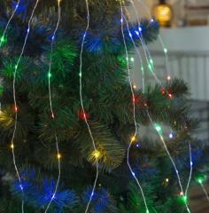 Гирлянда «Конский хвост» 15 нитей по 2 м, IP20, серебристая нить, 300 LED, свечение мульти, 220 В в строительных магазинах СтройГрад