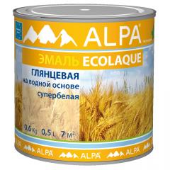 Эмаль акриловая Ecolaque глянцевая белая 0,5л (0,62кг) Alpa