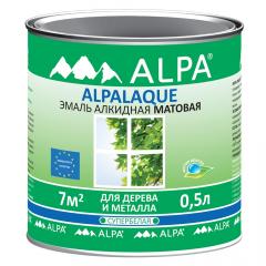 Эмаль алкидная Alpalaque матовая белая 0,5л (0,73кг) Alpa