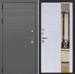Дверь стальная НОВЕЛЛО,860*2050*111мм, правая,3 контура уплотнения,ясень графит/альберо браш серебро