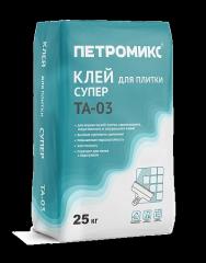 Клей для плитки и керамогранита супер Петромикс TA-03 25 кг Ремикс /56/