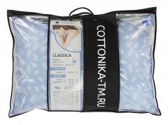 Подушка COTTONIKA, пуховая Классика, 50х68см, ткань тик (100% хлопок)