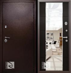 Дверь стальная Райтвер, ПРЕЗИДЕНТ,960х2050х97мм,правая,3 контура,зеркало, медный антик/венге