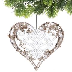 Подвеска ˮСказочное сердцеˮ 12 см, Белый/Золотой блеск в строительных магазинах СтройГрад