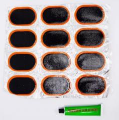 Набор для ремонта камер(резиновые латки, клей) 12шт, размер заплаток 70х45 мм