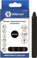 Мелки маркировочные КОБАЛЬТ восковые, чёрные,120 мм, 6 ШТ., коробка (919-020)