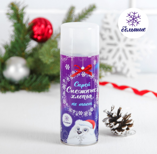 Искусственный снег спрей «Снежные хлопья», 250 мл, белый в строительных магазинах СтройГрад