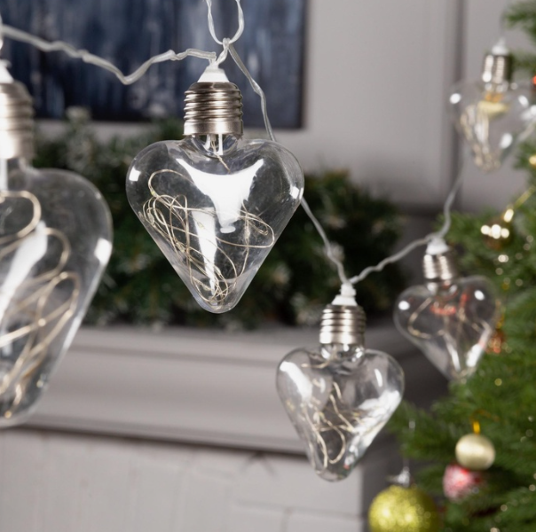 Гирлянда «Нить» 3 м с насадками «Лампочки сердца», IP20, прозрачная нить, 80 LED, свечение белое, 8 в строительных магазинах СтройГрад