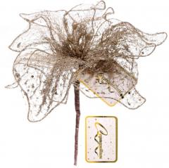 Украшение новогоднее ˮПуансеттия - Лунная ночьˮ 26 см, Шампань в строительных магазинах СтройГрад