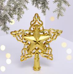 Звезда на ёлку ˮСнежная звездаˮ 15 см, Золото в строительных магазинах СтройГрад