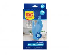 Перчатки нитриловые BIG City, синие, 10штук, размер M /50 в строительных магазинах СтройГрад