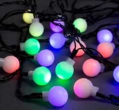 Гирлянда «Нить» 5 м с насадками «Шарики белые», IP20, тёмная нить, 20 LED, свечение мульти (RG/RB), в строительных магазинах СтройГрад