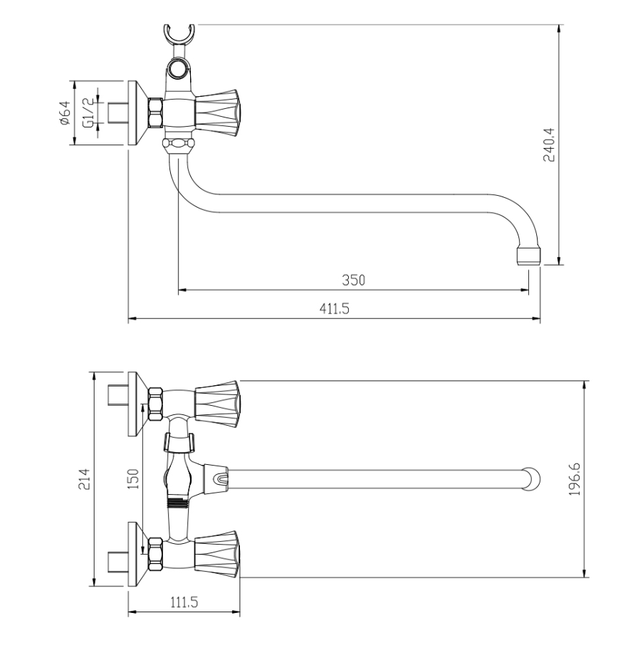 Смеситель для ванны с длинным изливом KAMILA, KAM16-322-23241 в строительных магазинах СтройГрад