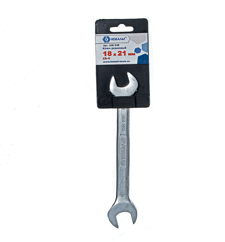 Ключ рожковый КОБАЛЬТ 18 x 21 мм Cr-V (1 шт.) подвес (248-948) в строительных магазинах СтройГрад