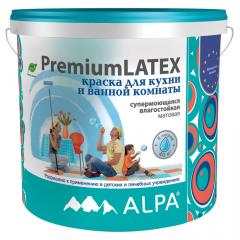 Краска влагостойкая Premium Latex акриловая матовая белая 5л (7,6кг) Alpa New