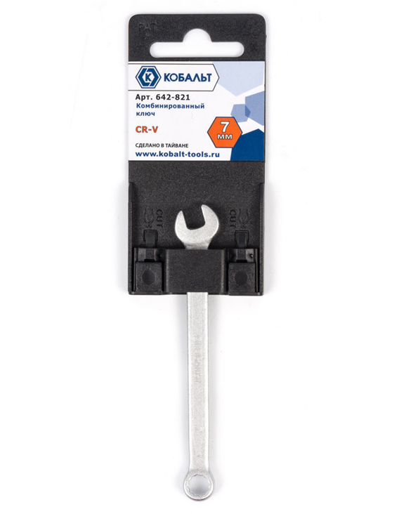 Ключ комбинированный КОБАЛЬТ 7 мм Cr-V (1 шт.) подвес (642-821) в строительных магазинах СтройГрад