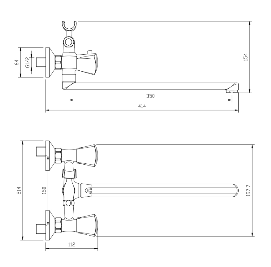 Смеситель для ванны с длинным изливом TEPLO, TEP04-320 в строительных магазинах СтройГрад