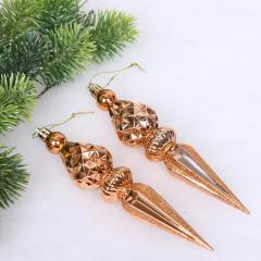 Ёлочные игрушки ˮСказочная сосулькаˮ 17,8 см, Шампань (набор 2 шт) в строительных магазинах СтройГрад