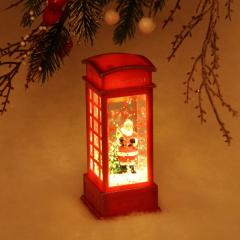 Сувенир с подсветкой Christmas Телефонная будка - Сказочный Дед Мороз 12,5х5,3х5,3 см