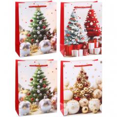 Пакет подарочный ˮЁлочные убранстваˮ 18*24*8.5 см, микс в строительных магазинах СтройГрад