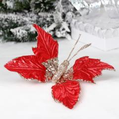 Украшение новогоднее ˮВолшебная бабочкаˮ 24*14 см, Красный/шампань в строительных магазинах СтройГрад