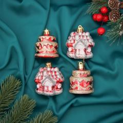 Набор украшений пластик 4 шт ˮКарнавальныйˮ (2 тортика, 2 подарка) 7х5 см, красный в строительных магазинах СтройГрад