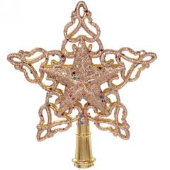 Звезда на ёлку ˮЯркие искрыˮ 15*17 см, Шампань в строительных магазинах СтройГрад