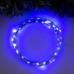 Гирлянда «Нить» 10 м роса, IP20, серебр. нить, 100 LED, свечение синее, 12 В в строительных магазинах СтройГрад