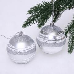 Новогодние шары 8 см (набор 2 шт) Алмазная россыпь, Серебро