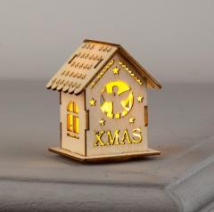 Ёлочная игрушка «Домик с ангелом», 6×4.5×4.5 см, от батареек, свечение тёплое белое в строительных магазинах СтройГрад