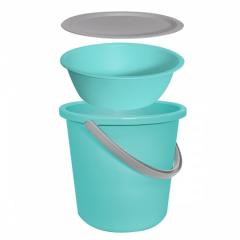 Набор для уборки Hausmann Peak: Ведро 13л, таз 4л, крышка, мятный/серый в строительных магазинах СтройГрад