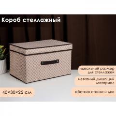 Короб стеллажный для хранения с крышкой Доляна «Браун», 40×30×25 см, коричневый
