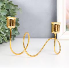 Металлический подсвечник на 2 свечи «Единение», d-2-2.3 см, золото, 15×7×10 см в строительных магазинах СтройГрад