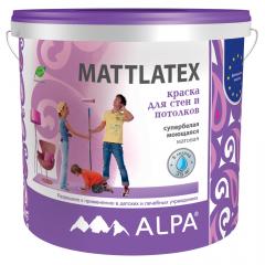 Краска для стен и потолков Mattlatex акриловая матовая белая 5л (7,8кг) Alpa
