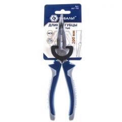Длинногубцы КОБАЛЬТ изогнутые, 200 мм, с кусачками для проволоки, 2-х компонентные рукоятки, HCS