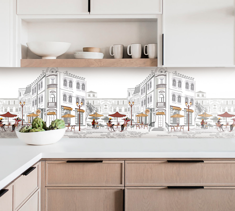 Фартук кухонный Stella Уличное кафе 3000х600х0,8мм АБС в строительных магазинах СтройГрад