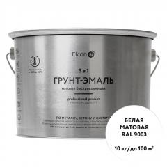 Грунт-эмаль по ржавчине Elcon 3 в 1 матовая белая RAL 9003 10 кг в строительных магазинах СтройГрад