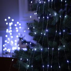 Гирлянда «Конский хвост» 10 нитей по 1 м, IP20, серебр. нить, 100 LED, 2 режима, бат. AAх3 (нет в ко